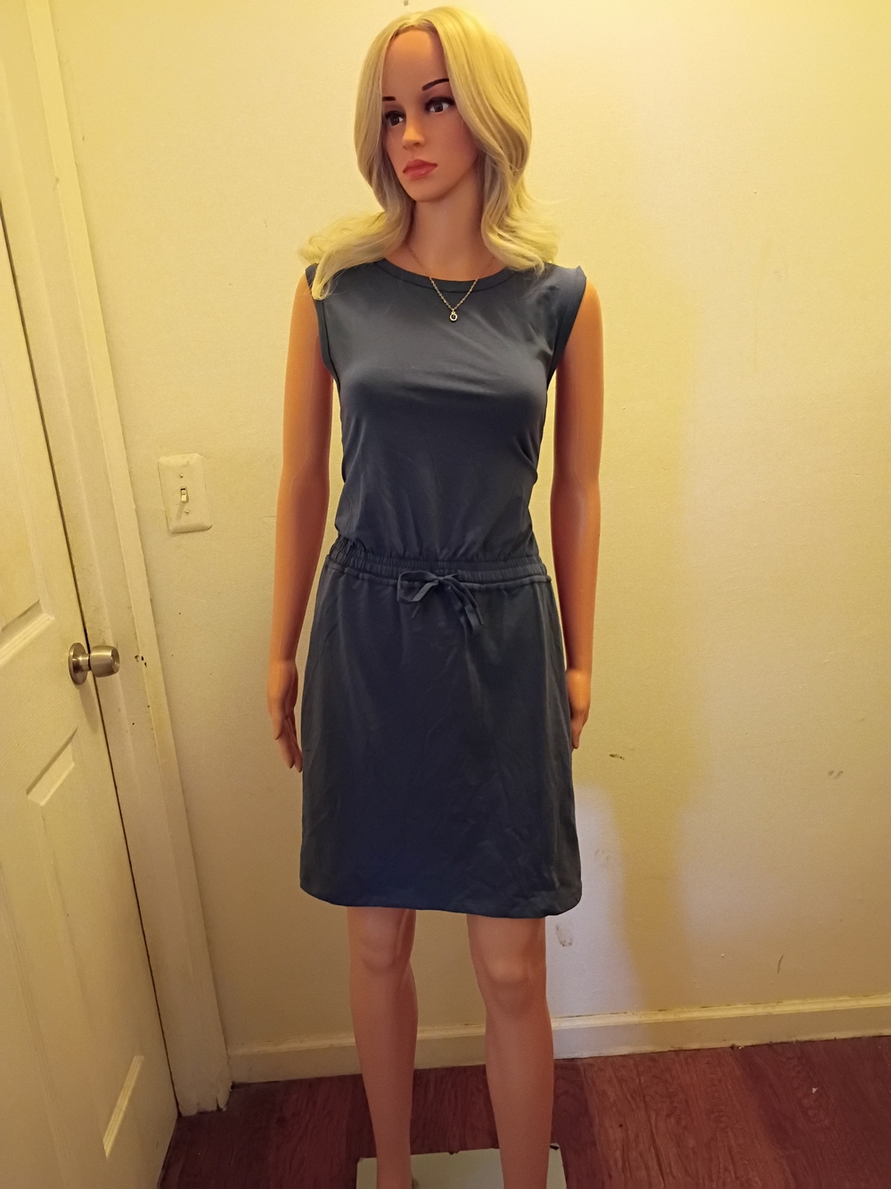 *NWOT* Sleeveless Slate Blue Drawstring Waist Mini Dress